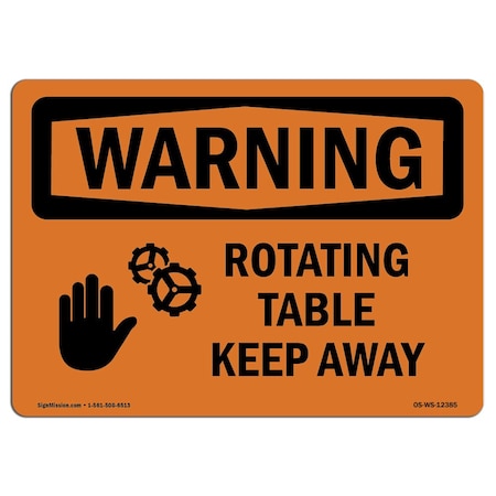 Signmission OSHA WARNING Sign, Rotating Parts Keep Away W/ Symbol, 18in X 12in Decal, 12" W, 18" L, Landscape OS-WS-D-1218-L-12385